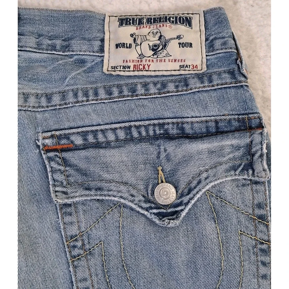 True Religion Jeans Men's 33* (34x34) Ricky Relaxed Straight Distressed Made USA
